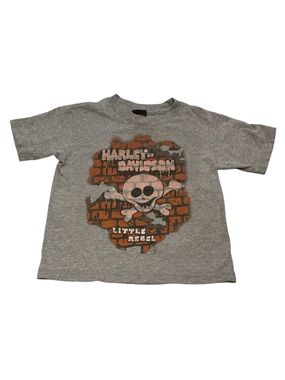 3/$15 Harley-Davidson Grey Kids 'Little Rebel' Brick Skull Tee